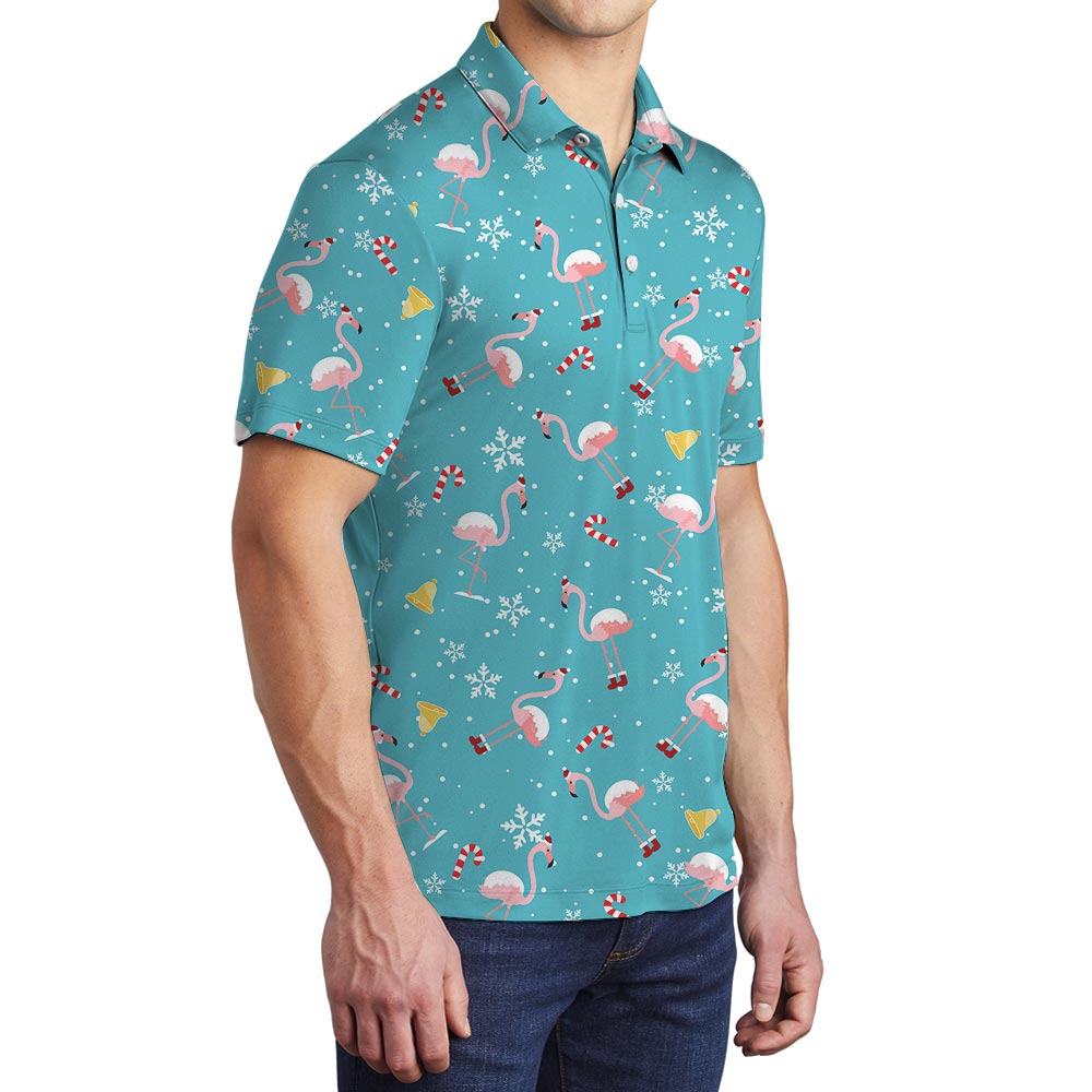 Christmas Flamingo Polo Hawaiian Shirt For Men