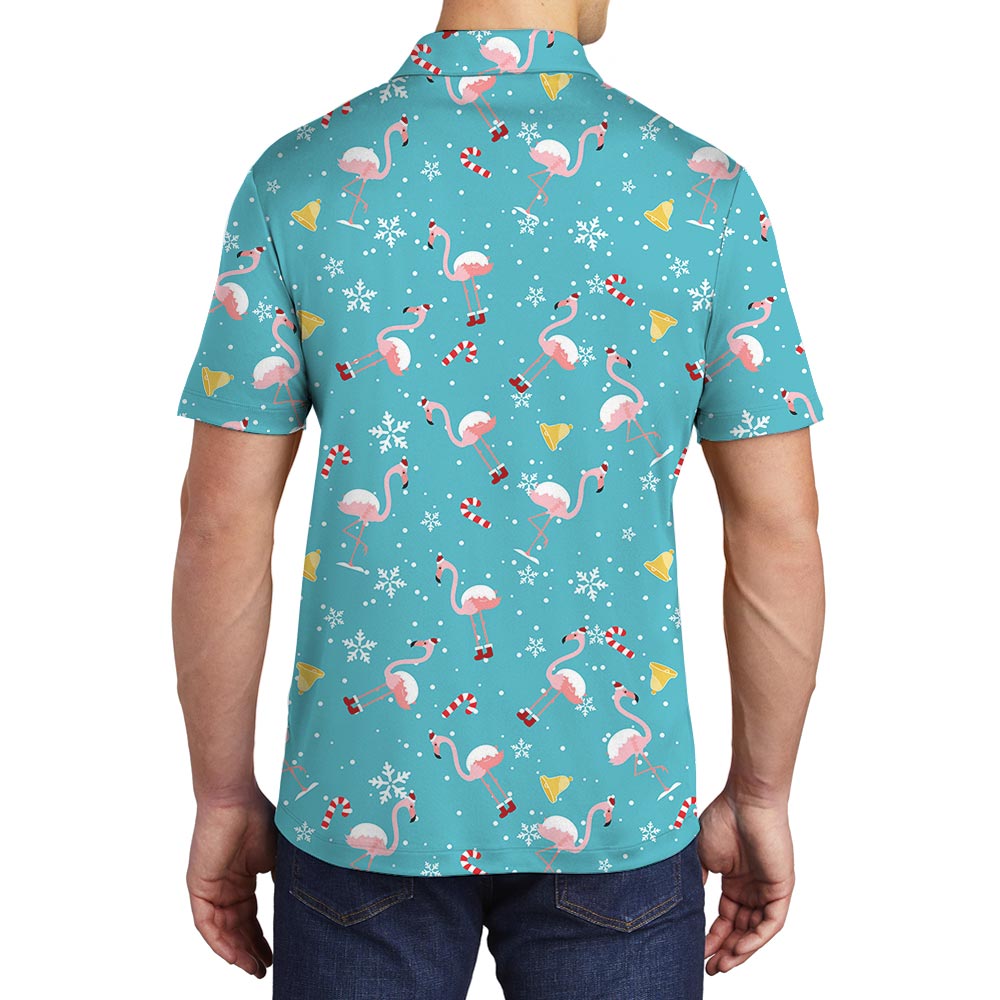 Christmas Flamingo Polo Hawaiian Shirt For Men