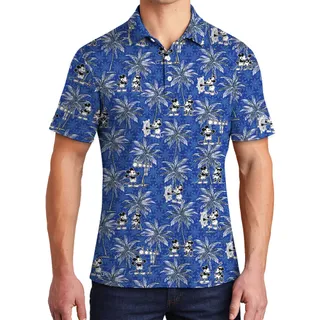 Navy Mickey Steamboat Willie Hawaiian Polo Shirt for Menpolo