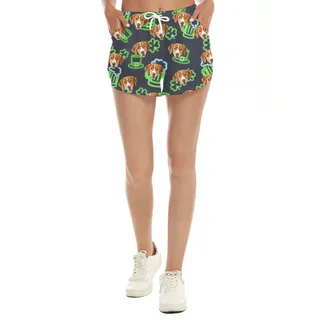 Custom St. Patty's Pup Face Hawaiian Short for Women