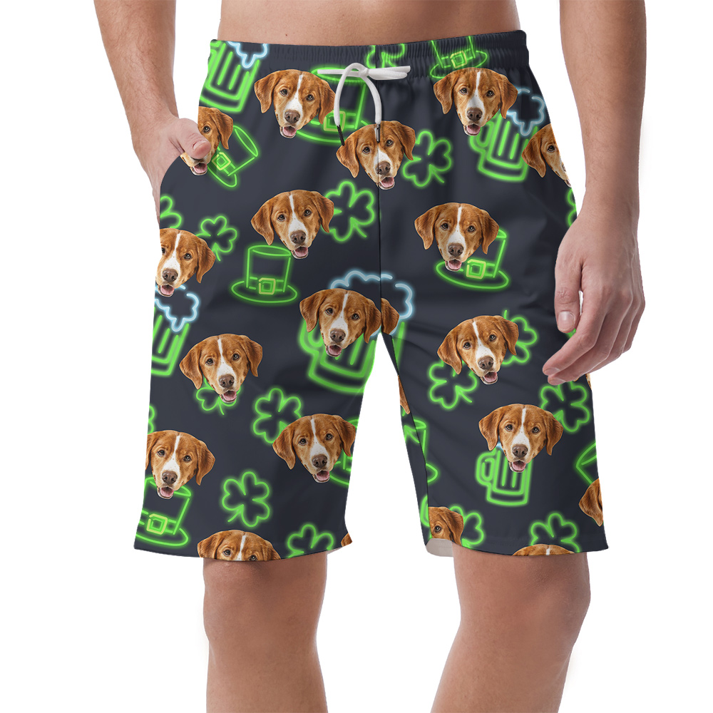 Hawaiian Men Short with Dog Face for St Patricks Day - variant image 1