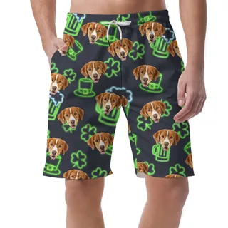 Hawaiian Men Short with Dog Face for St Patricks Day