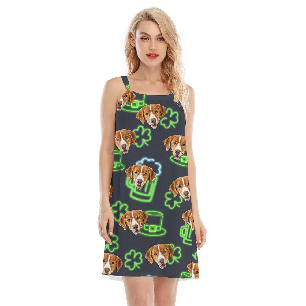 Funny Custom Dog Face St Patricks Day Hawaiian Cami Dress - variant image 1