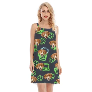 Funny Custom Dog Face St Patricks Day Hawaiian Cami Dress