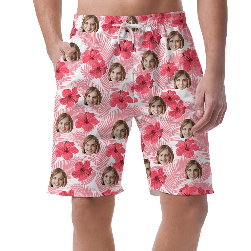 Cool Custom Photo Pink Men's Hawaiian Shorts - variant image 1