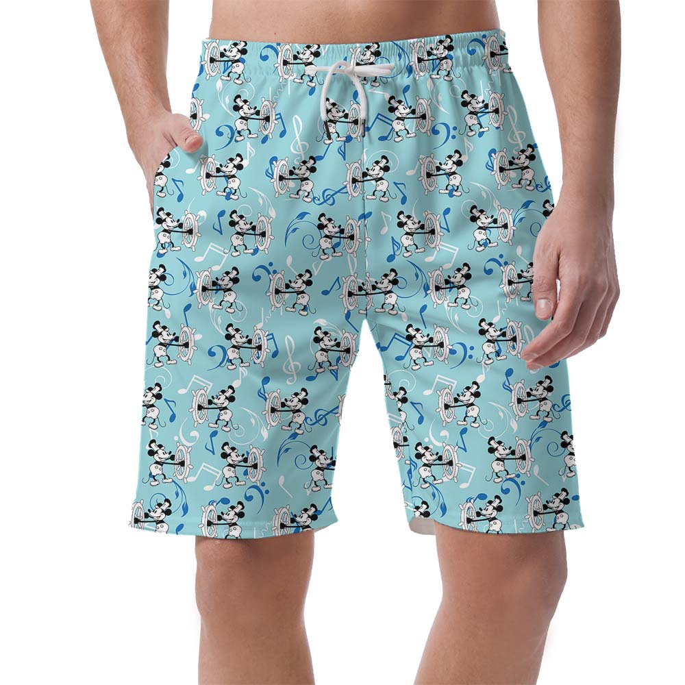 Blue Mickey Mouse Steamboat Willie Men's Beach Shorts - variant image 1