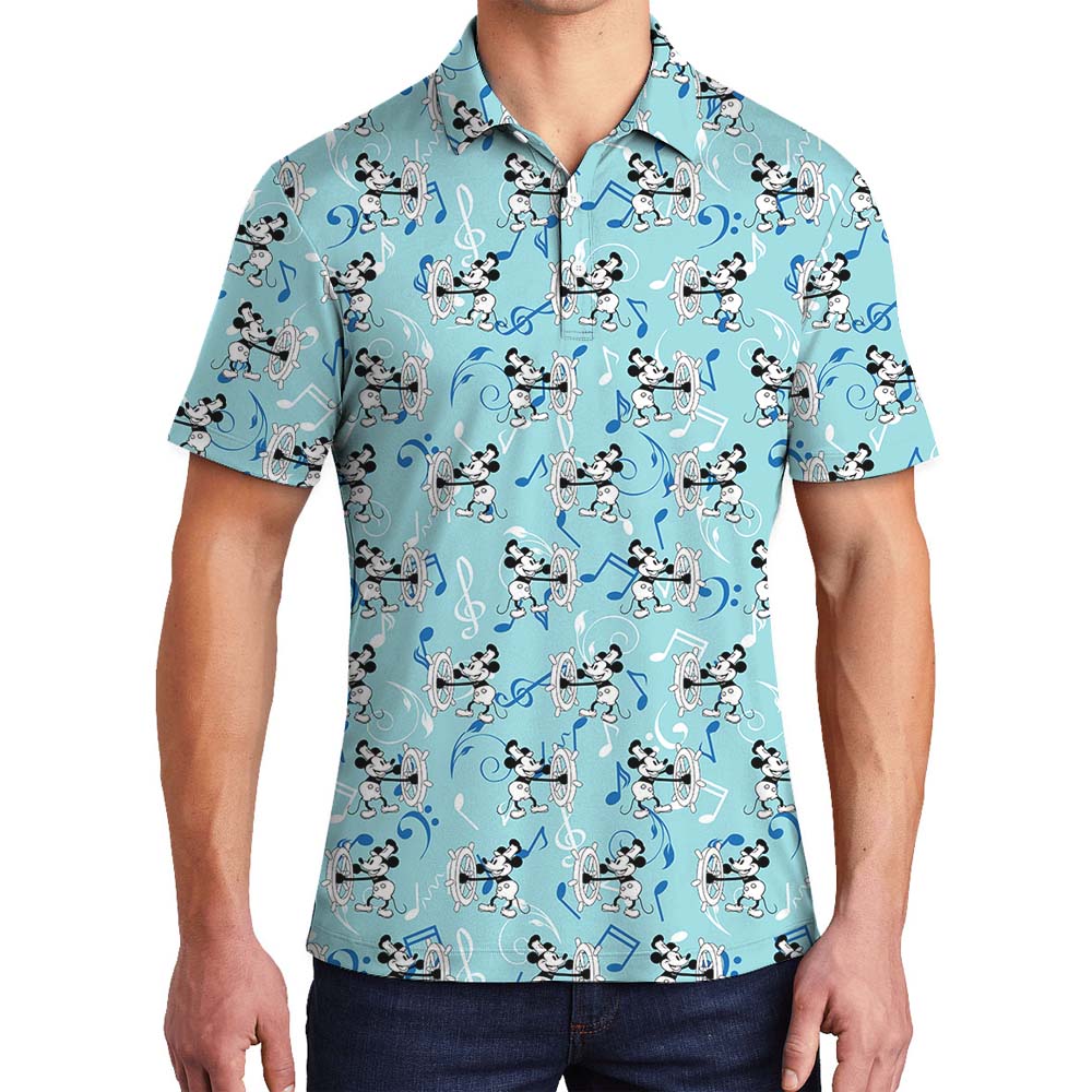 Mickey Mouse Steamboat Willie Blue Men's Polo Shirt - variant image 1