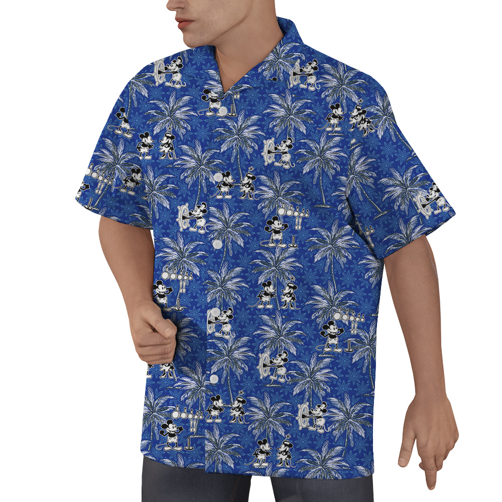 Palm Tree Mickey Steamboat Willie Hawaiian Men Shirt