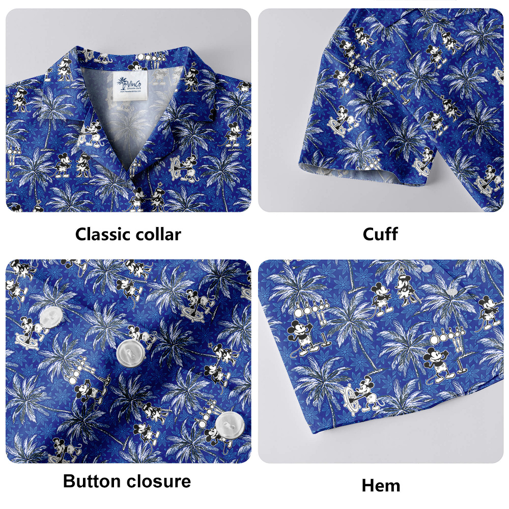 Palm Tree Mickey Steamboat Willie Hawaiian Men Shirt