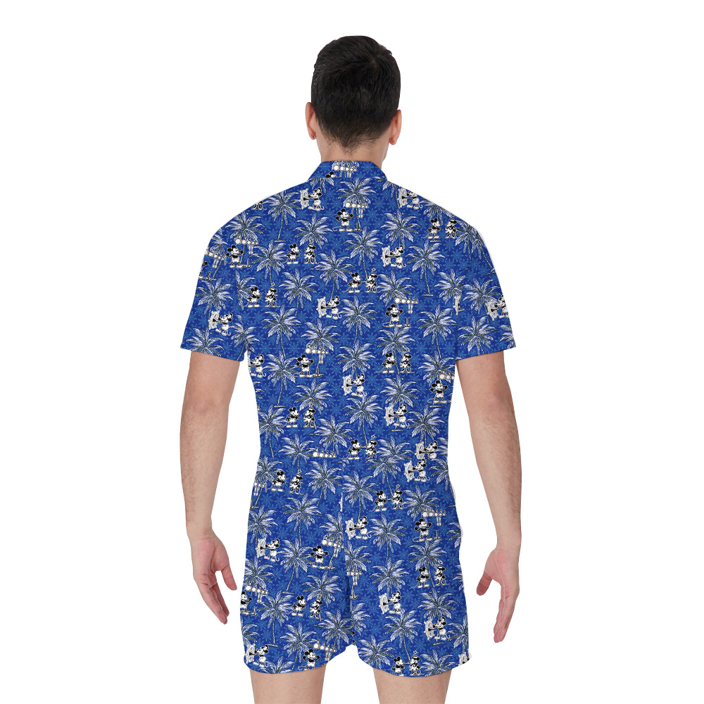 Old-School Mickey Steamboat Hawaiian Men Romper