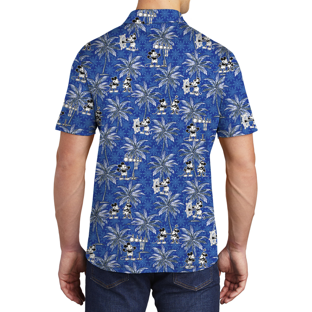 Navy Mickey Steamboat Willie Hawaiian Polo Shirt for Menpolo