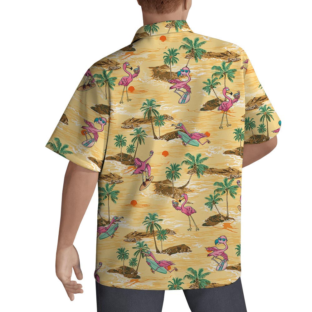 Men's Flamingo Hawaiian Beach Shirt