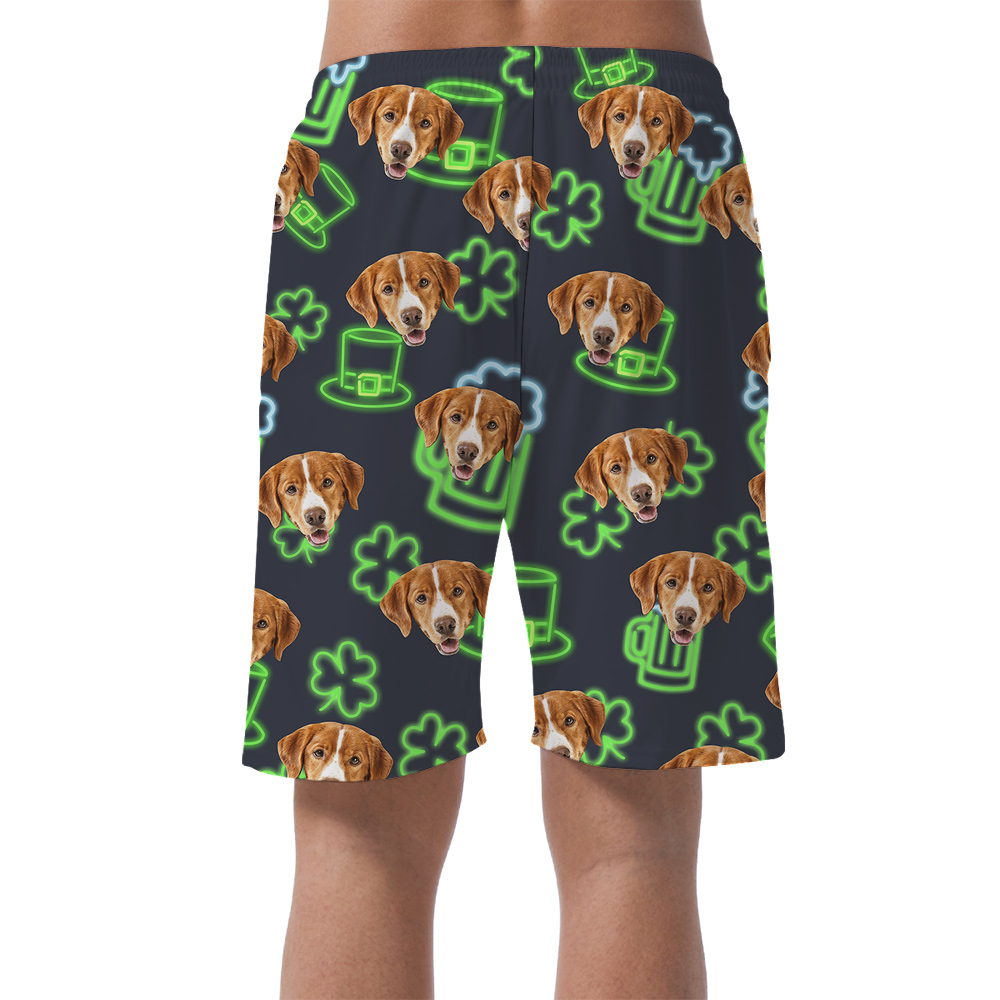 Hawaiian Men Short with Dog Face for St Patricks Day