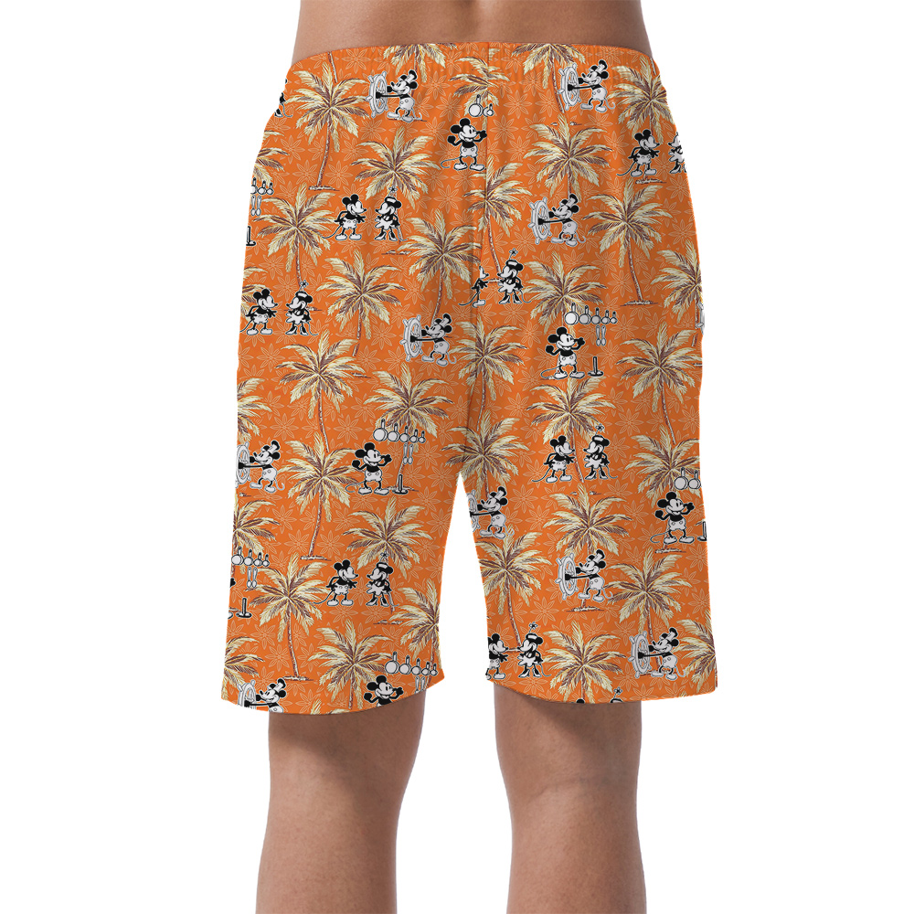 Classic Orange 1928 Mickey Steamboat Willie Short for Men