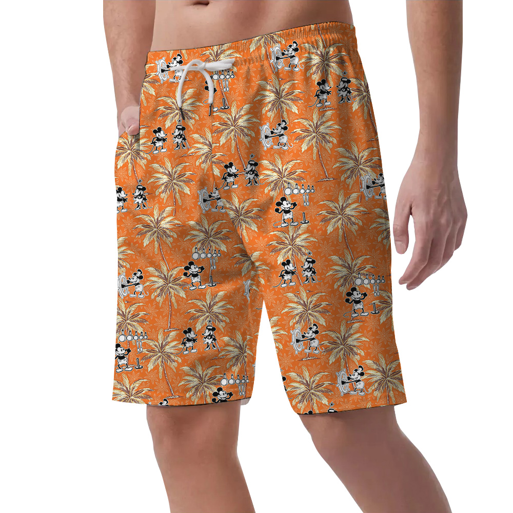 Classic Orange 1928 Mickey Steamboat Willie Short for Men