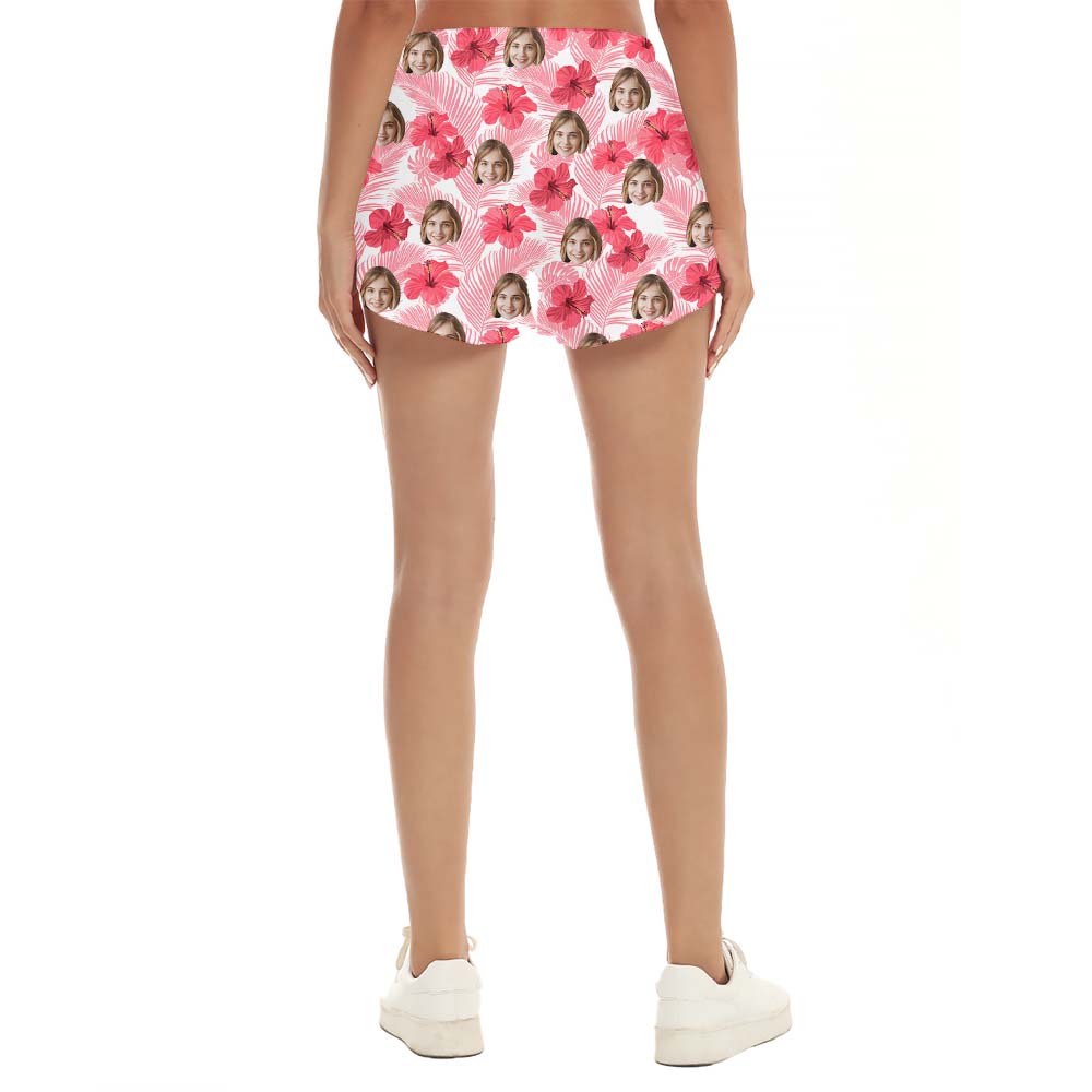Pink Women's Custom Beach Shorts With Photos