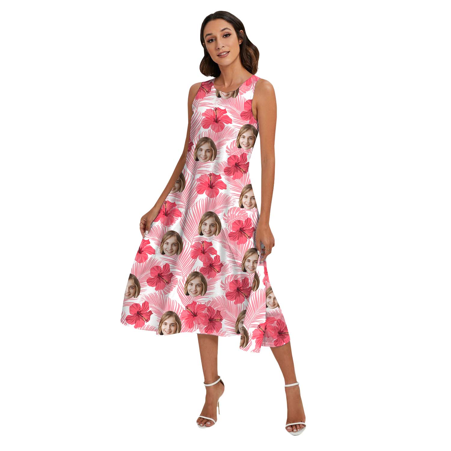 Cool Pink Custom Face Matching Family Hawaiian Outfits With Dogs