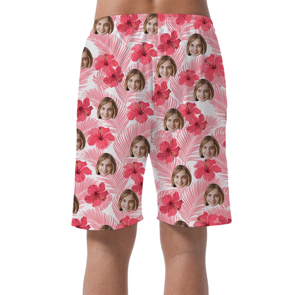 Cool Custom Photo Pink Men's Hawaiian Shorts