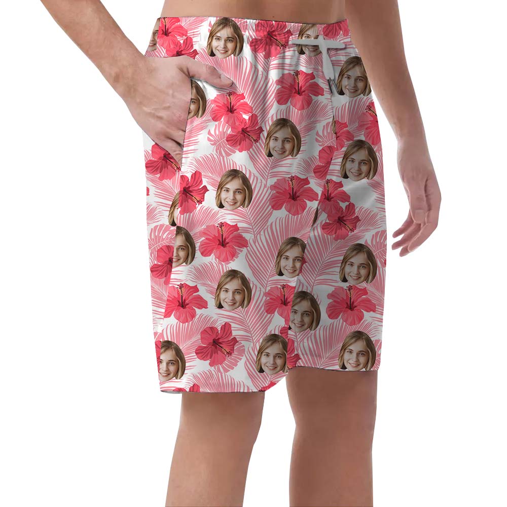 Cool Custom Photo Pink Men's Hawaiian Shorts