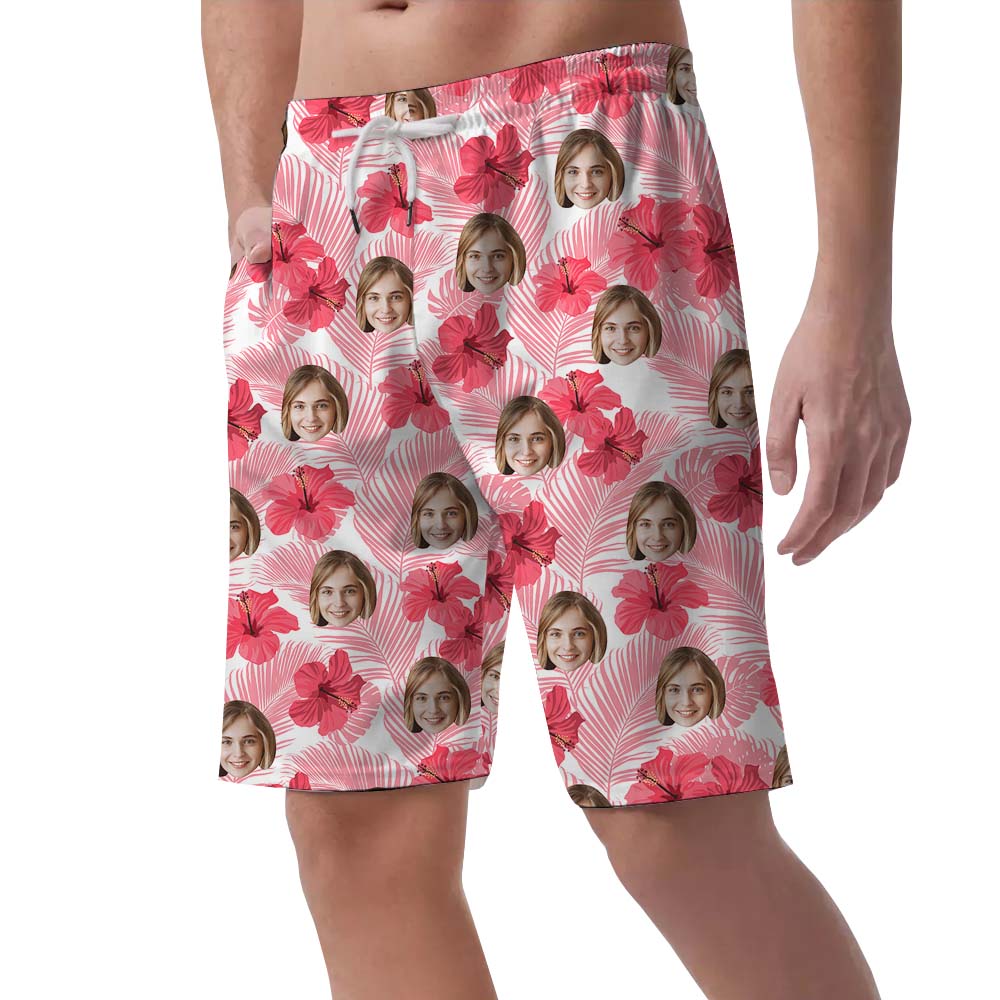 Cool Custom Photo Pink Men's Hawaiian Shorts