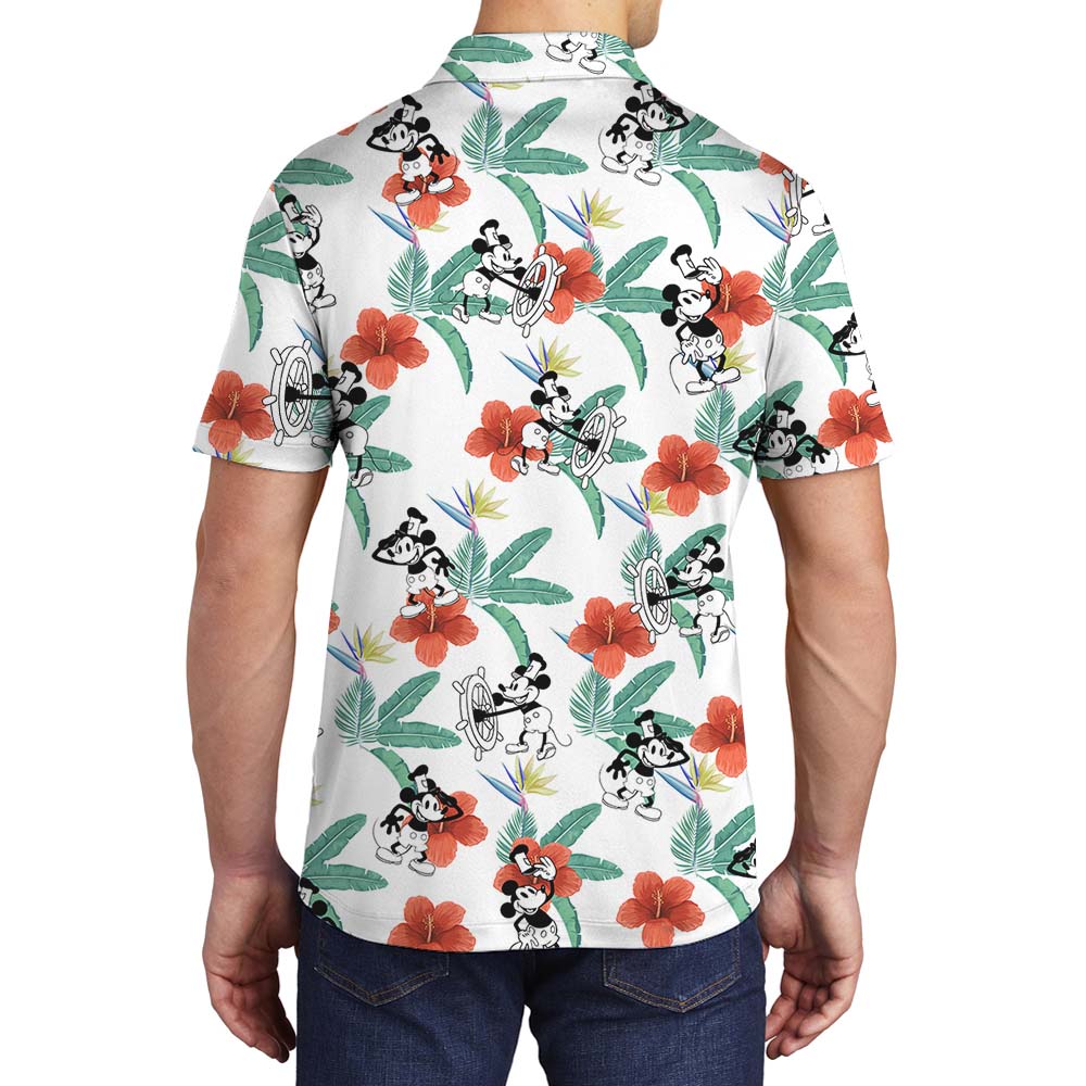 Original Mickey Mouse 1928 Men's Polo Shirt With Flower Print
