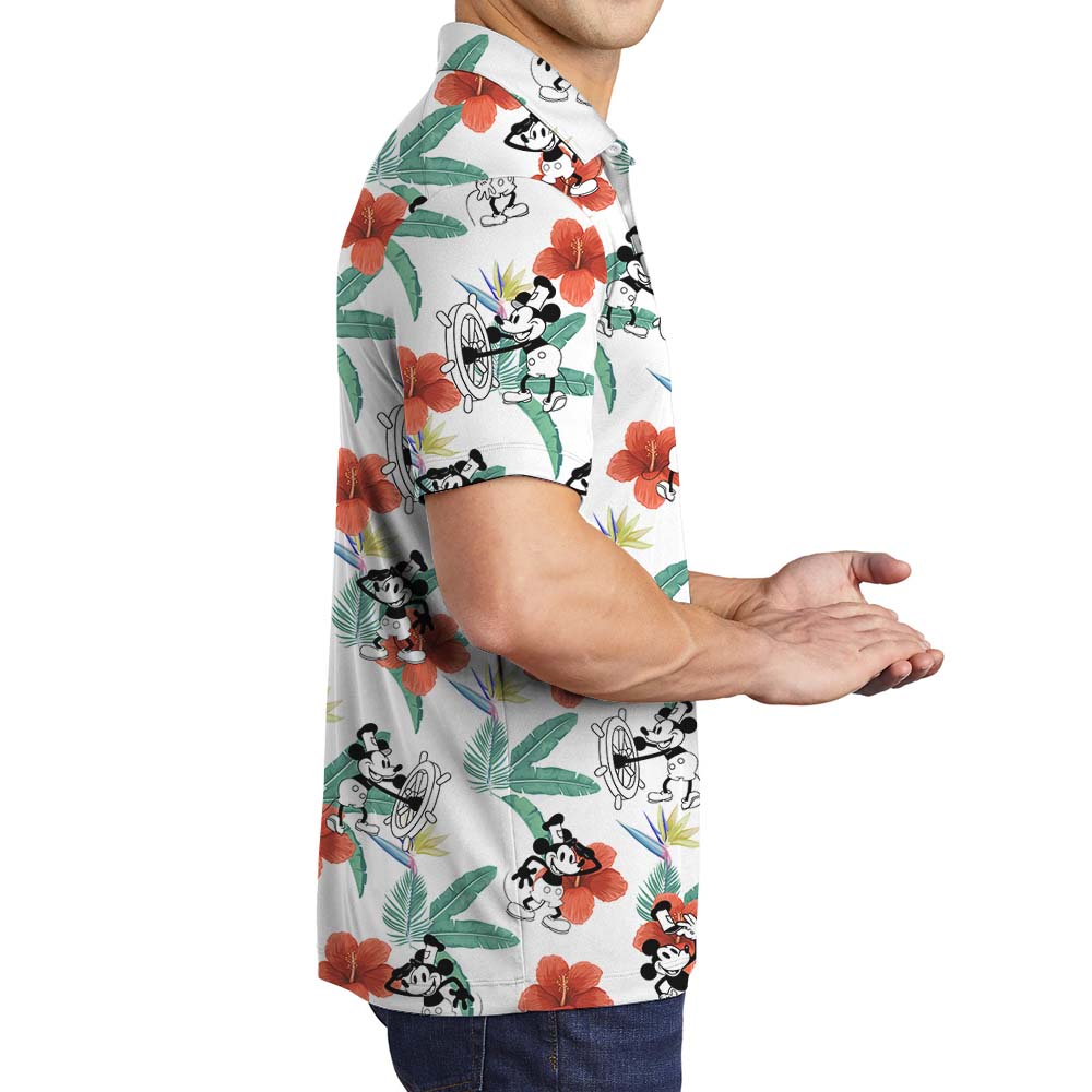 Original Mickey Mouse 1928 Men's Polo Shirt With Flower Print
