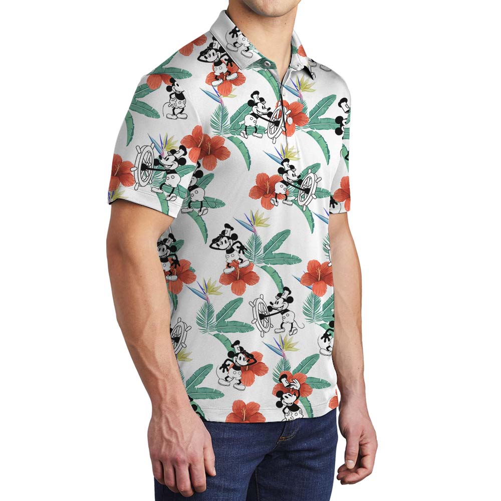 Original Mickey Mouse 1928 Men's Polo Shirt With Flower Print