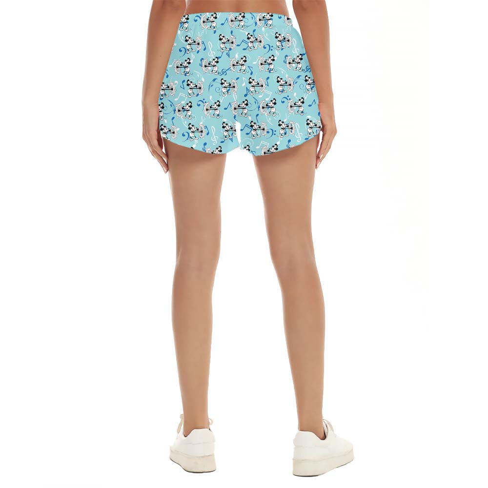 Blue Music Mickey Steamboat Willie Women's Beach Shorts