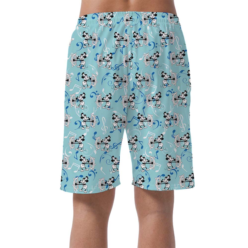 Blue Mickey Mouse Steamboat Willie Men's Beach Shorts