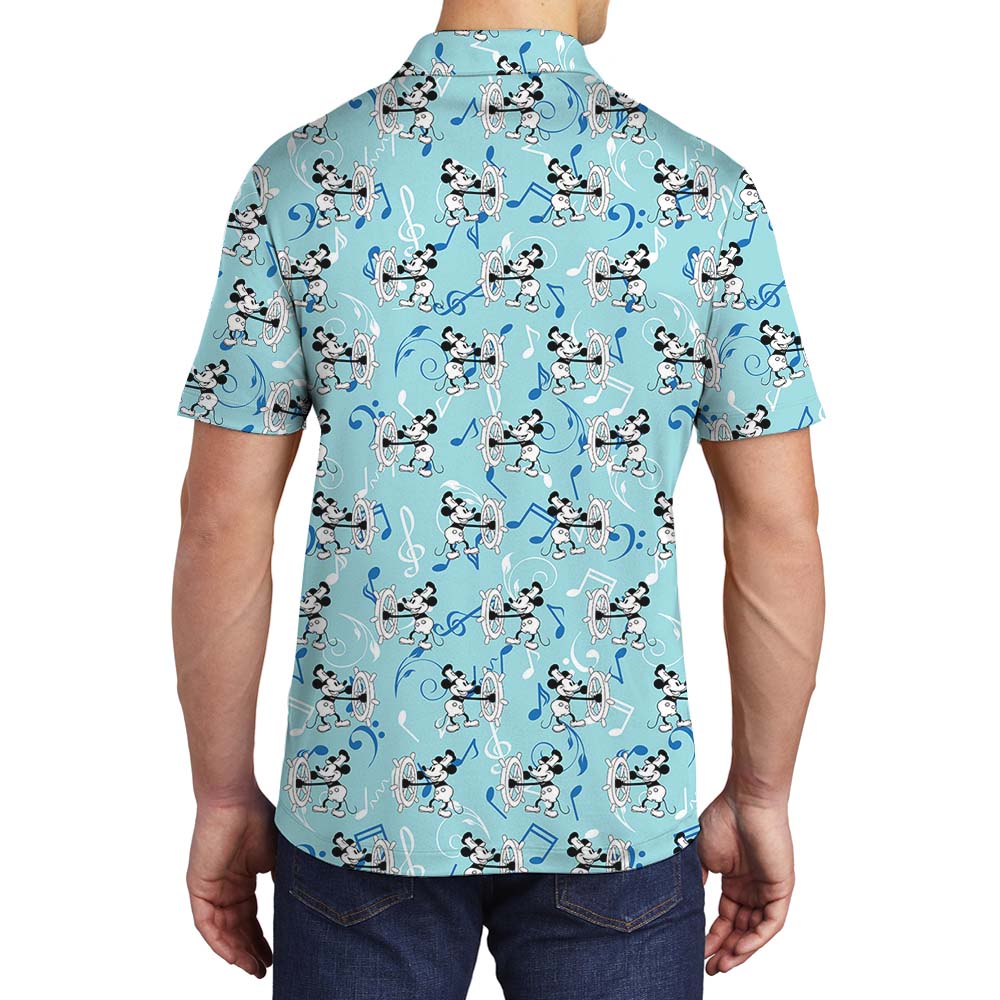 Mickey Mouse Steamboat Willie Blue Men's Polo Shirt