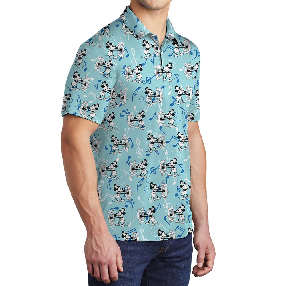 Mickey Mouse Steamboat Willie Blue Men's Polo Shirt