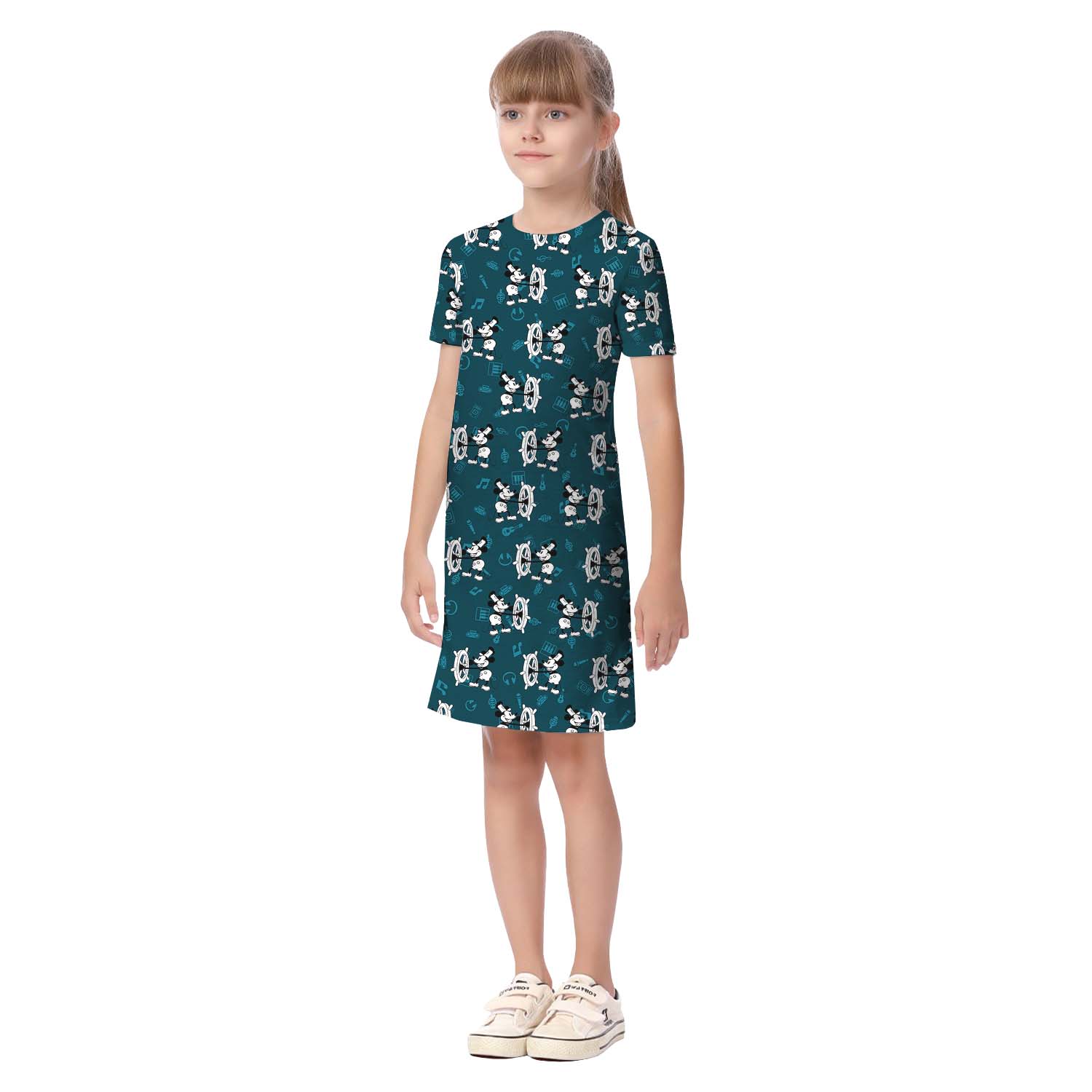 White And Black Mickey Steamboat Willie Music Matching Hawaiian Family Outfits