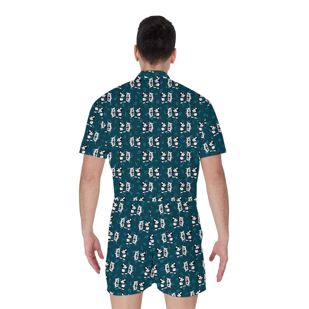 White And Black Mickey Steamboat Willie Men's Romper