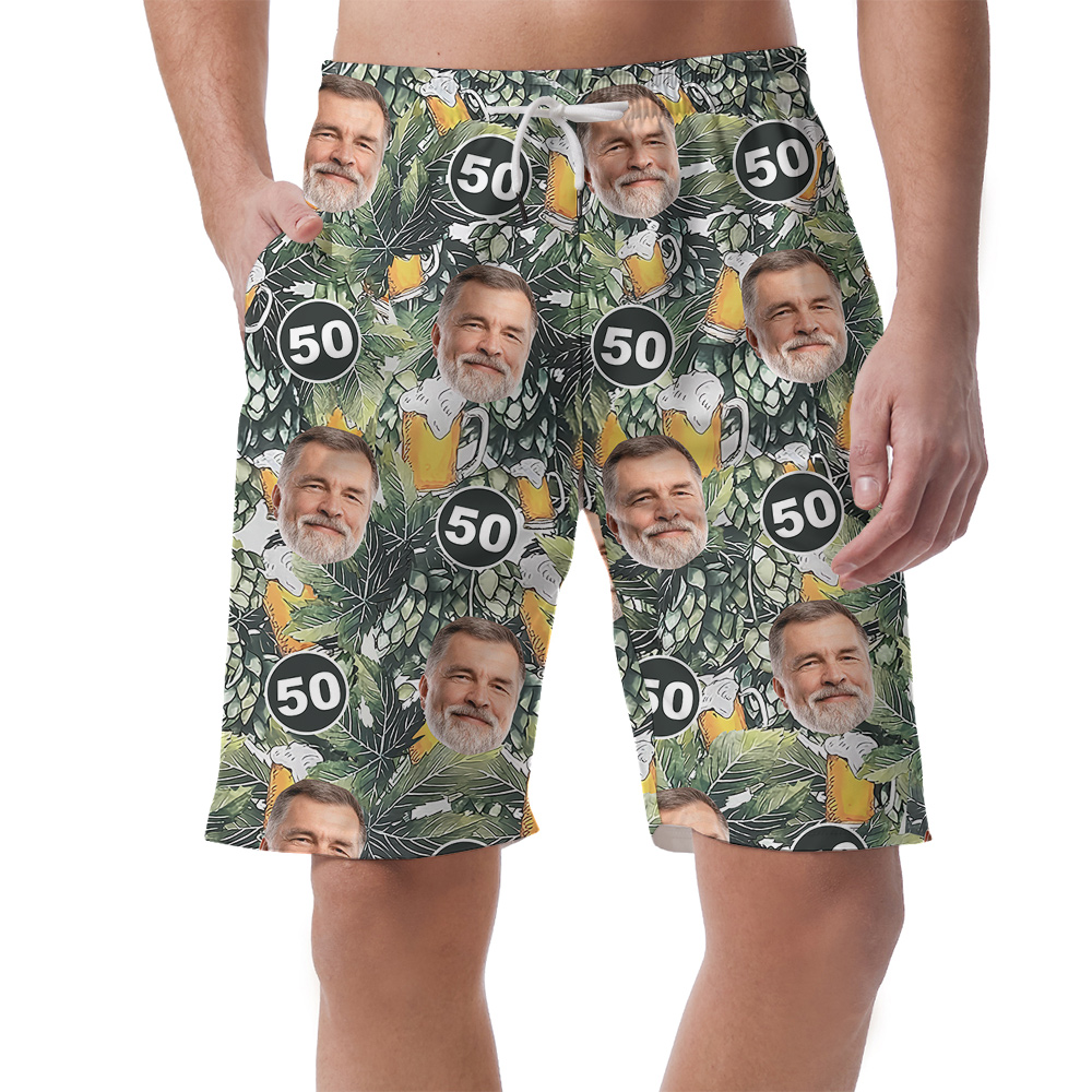 Custom Birthday Hawaiian Mens Short with Face and Age - variant image 1