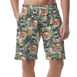 Custom Birthday Hawaiian Mens Short with Face and Age