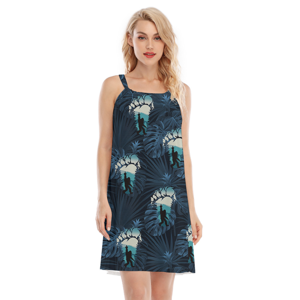 Navy Tropical Bigfoot Hawaiian Cami Dress For Women - variant image 1