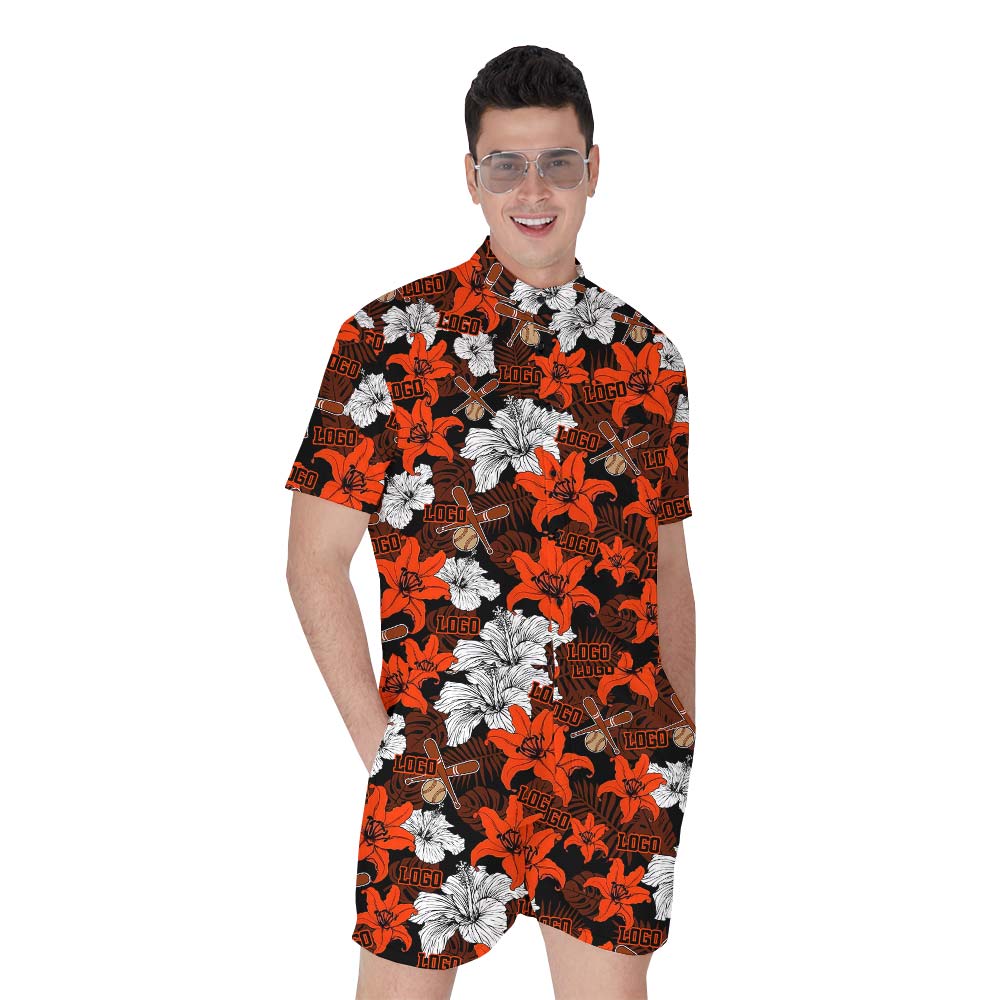 Red Baseball Hawaiian Custom Romper Men - variant image 1