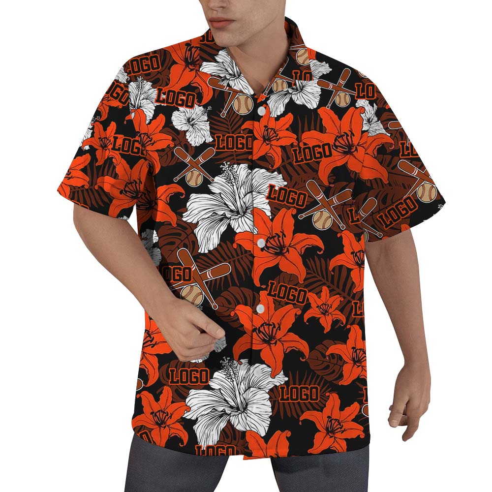 Red Hawaiian Baseball Shirt Men Custom Logo - variant image 1
