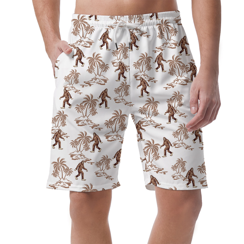 Tropical Bigfoot Vintage Hawaiian Beach Shorts For Men - variant image 1