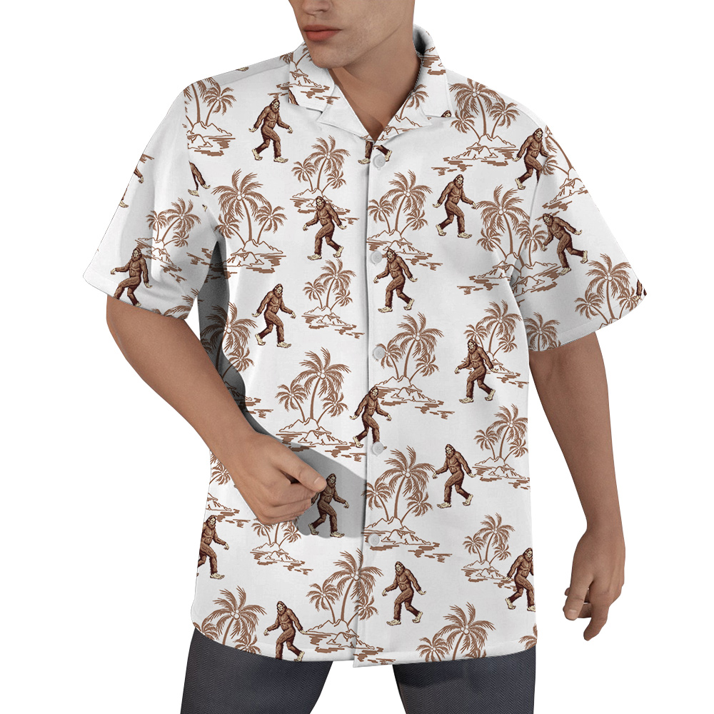 Bigfoot Tropical Palm Trees Classic Hawaiian Button Up Shirt - variant image 1