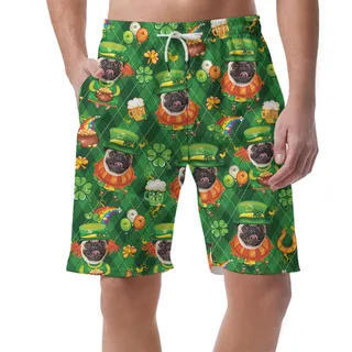 Green Pawty Custom Dog Face St. Patricks Hawaiian Men Shorts