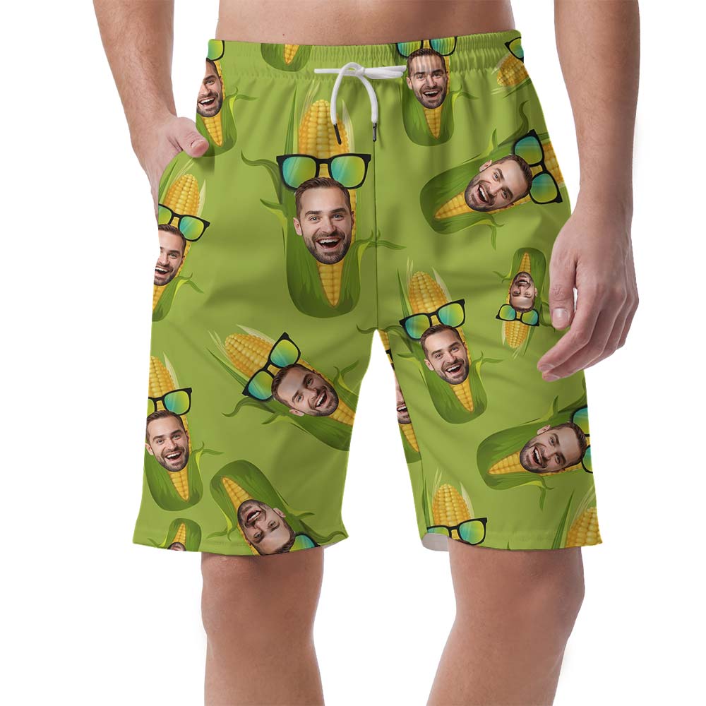 Funny Corn Hawaiian Custom Face Shorts Men - variant image 1