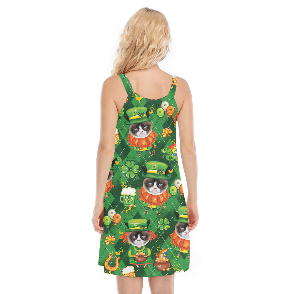 St. Patrick's Purrsonalized Custom Cat Face Cami Dress