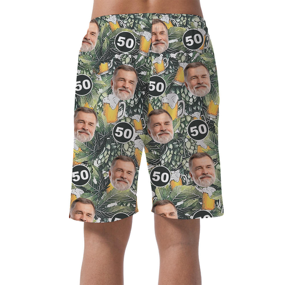 Custom Birthday Hawaiian Mens Short with Face and Age