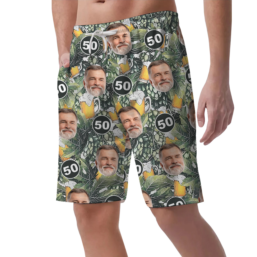 Custom Birthday Hawaiian Mens Short with Face and Age