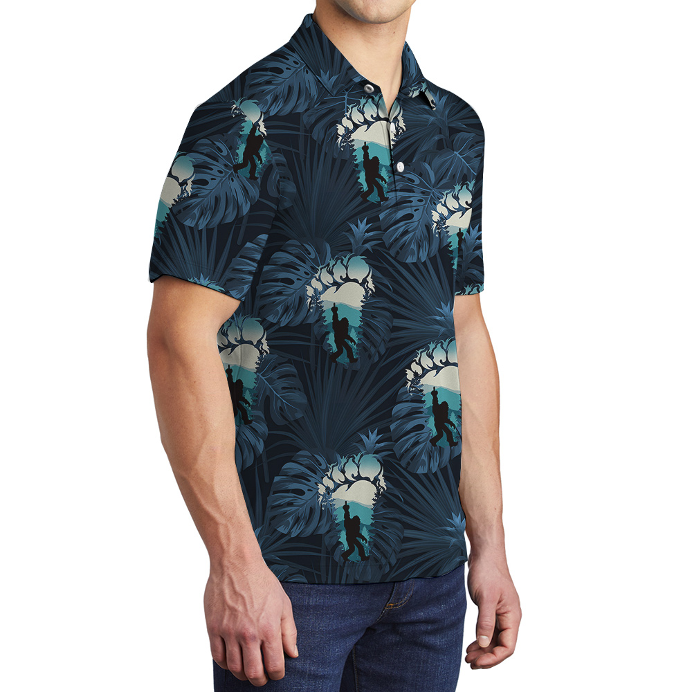Tropical Sasquatch Navy Hawaiian Men's Polo Shirt