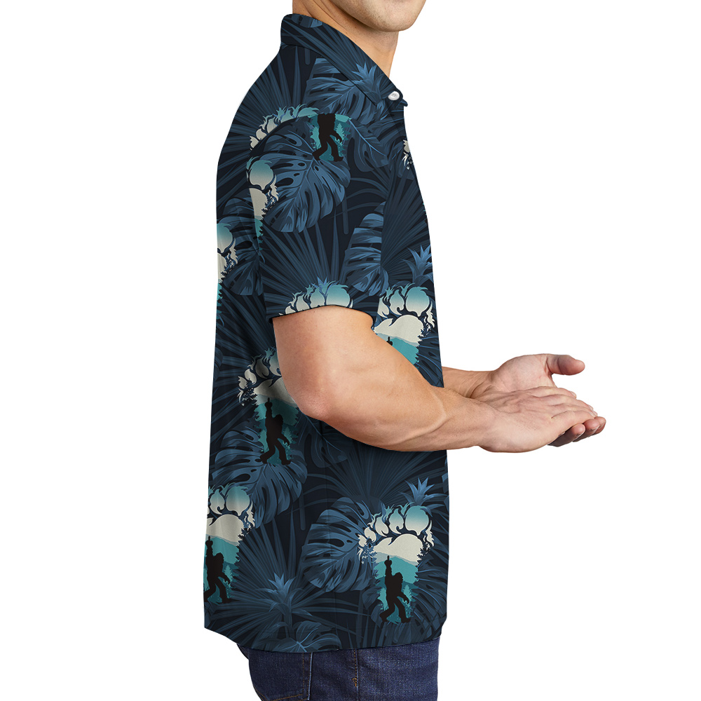 Tropical Sasquatch Navy Hawaiian Men's Polo Shirt