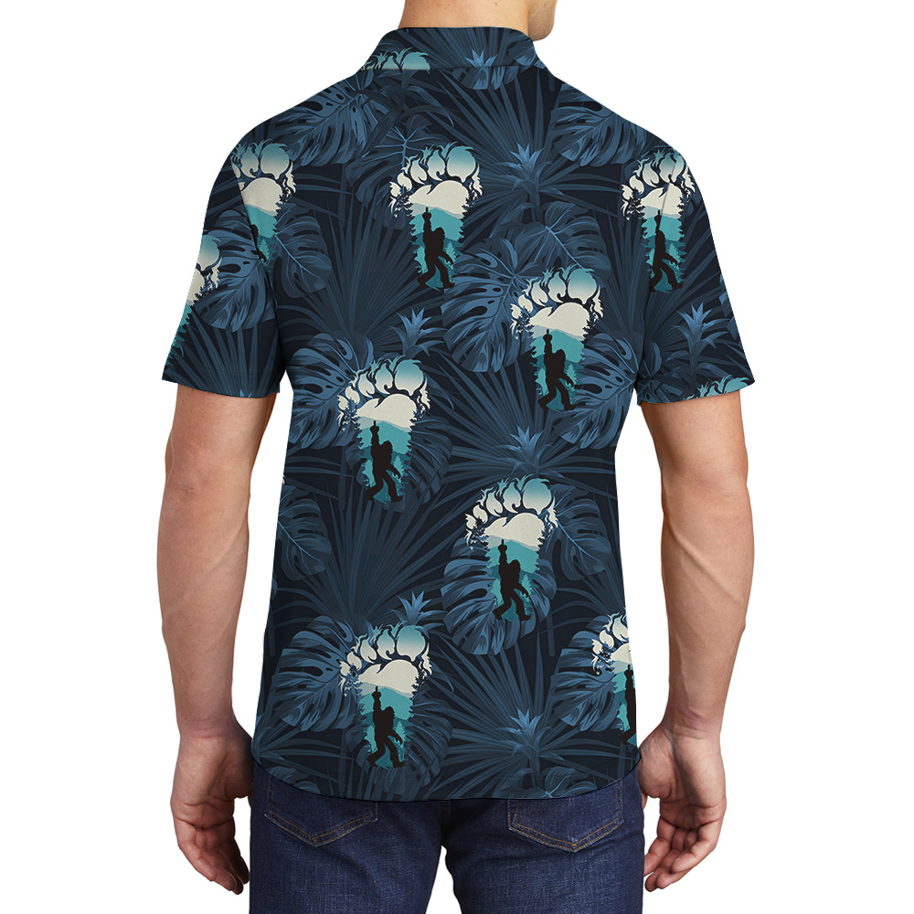 Tropical Sasquatch Navy Hawaiian Men's Polo Shirt