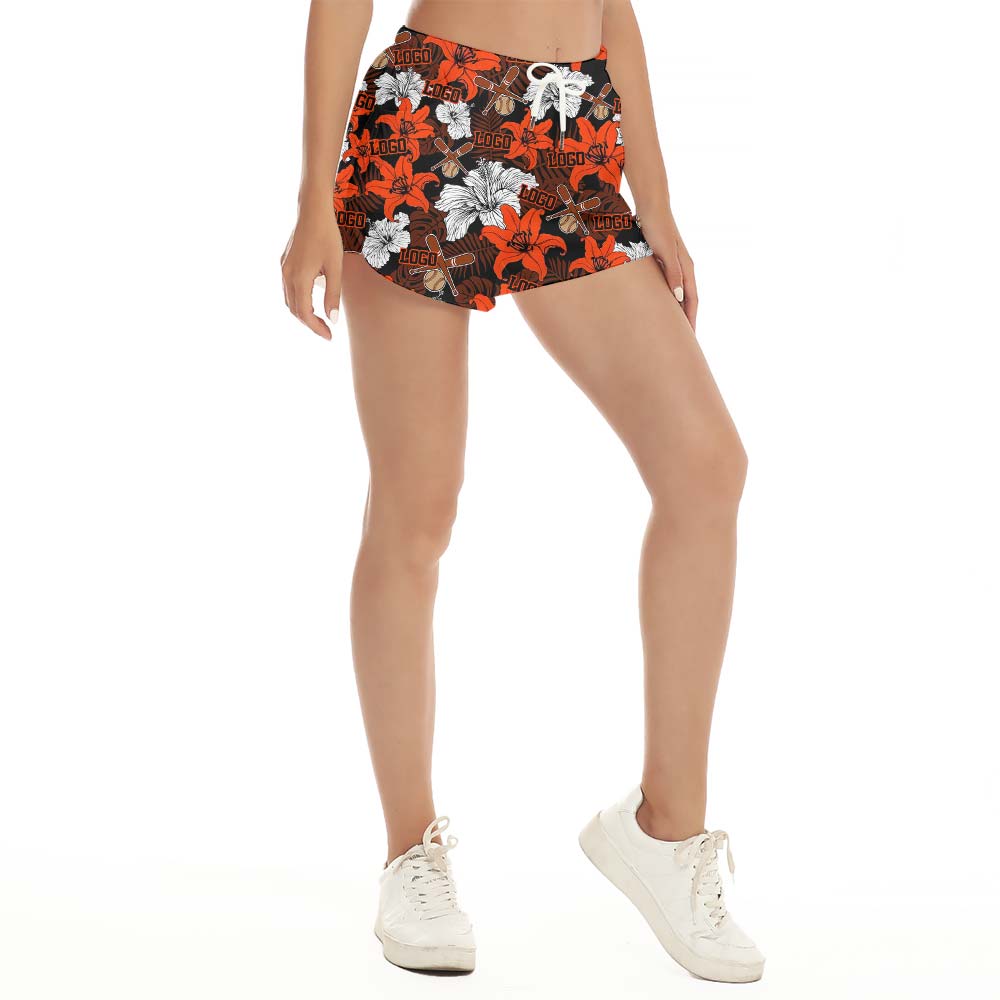 Baseball Red Hawaiian Shorts Women Custom Logo