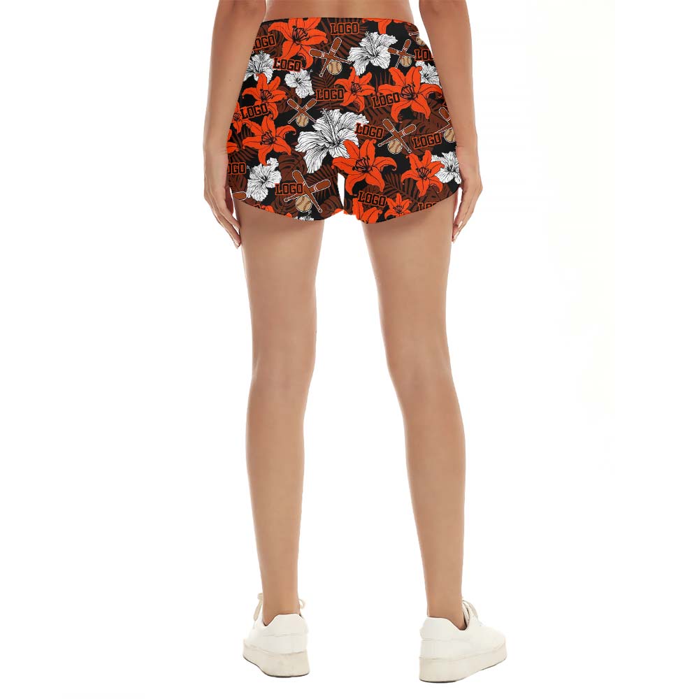 Baseball Red Hawaiian Shorts Women Custom Logo